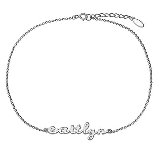 Sterling Silver Personalized Lowercase Script Name Anklet