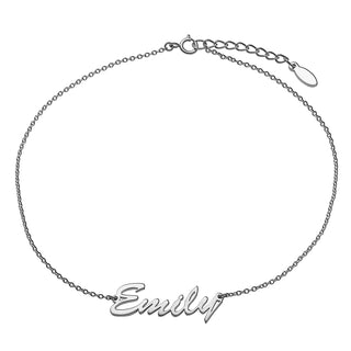 Sterling Silver Personalized Hollywood Script Name Anklet