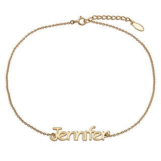14K Gold over Sterling Personalized Name Anklet