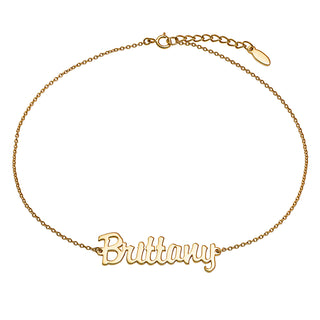 14K Gold over Sterling Personalized Name Anklet