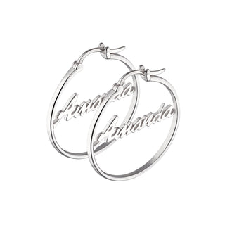 Sterling Silver Personalized Name Small Hoop Earring