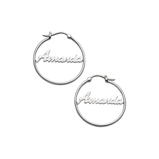 Sterling Silver Personalized Name Small Hoop Earring