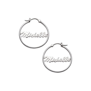 Sterling Silver Personalized Name Small Hoop Earring