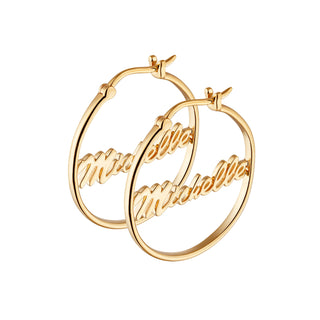 14K Gold over Sterling Personalized Name Small Hoop Earring