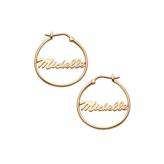 14K Gold over Sterling Personalized Name Small Hoop Earring