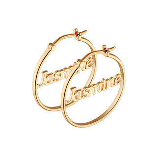 14K Gold over Sterling Personalized Name Small Hoop Earring