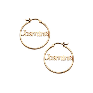 14K Gold over Sterling Personalized Name Small Hoop Earring