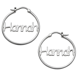 Sterling Silver Personalized Name Small Hoop Earring