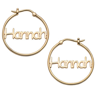 14K Gold over Sterling Personalized Name Small Hoop Earring