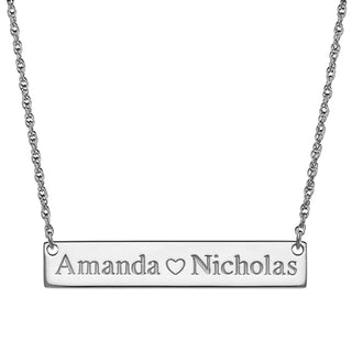 Sterling Silver Personalized Couple's Name Bar Necklace