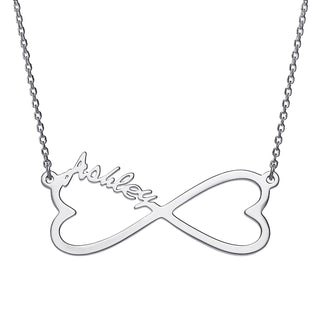 Sterling Silver Personalized Name Heart Infinity Necklace