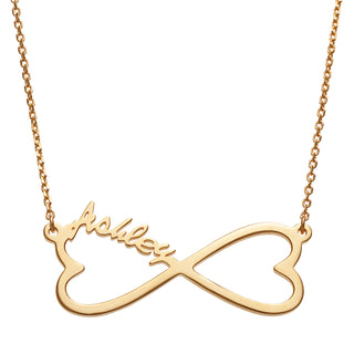 14K Gold over Sterling Personalized Name Heart Infinity Necklace