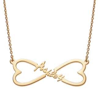 14K Gold over Sterling Personalized Name Heart Infinity Necklace