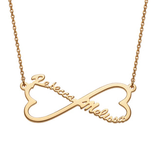 14K Gold over Sterling Personalized Couple's Name Heart Infinity Necklace