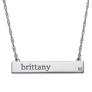 Personalized Name and Birthstone Bar Necklace