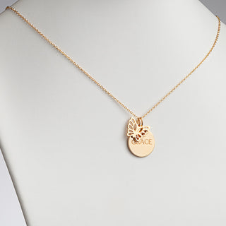14K Gold over Sterling Name Disc with Butterfly Charm Necklace