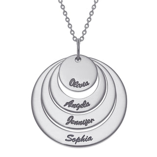 Sterling Silver Nesting Circles with Names Necklace