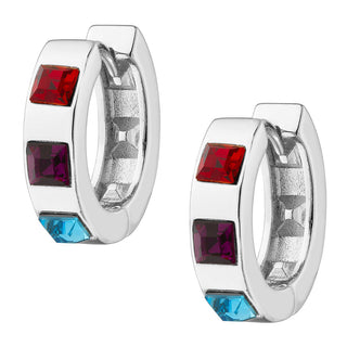 Silvertone Rainbow Huggie Earrings