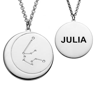 Silver Plated Constellation Name Necklace with Zodiac Sign