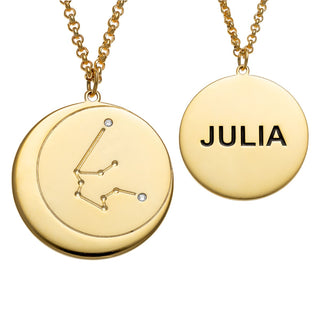 14K Gold Plated Constellation Name Necklace with Zodiac Sign