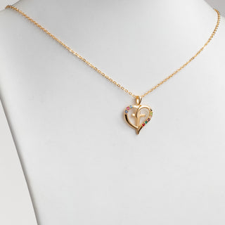 14K Gold over Sterling Family Heart and Cross Birthstone Pendant