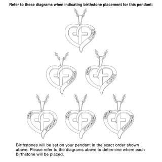 14K Gold over Sterling Family Heart and Cross Birthstone Pendant