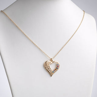 Family Birthstone Heart Swirl Pendant