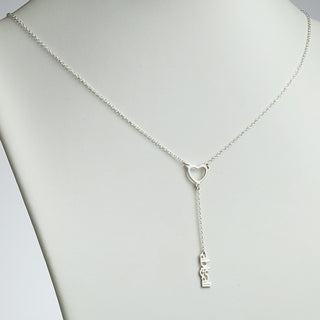 Sterling Silver Lowercase Name and Heart Y-Necklace