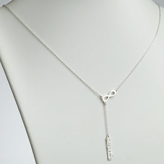 Sterling Silver Lowercase Name and Infinity Y-Necklace
