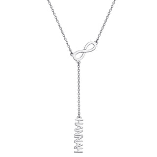 Sterling Silver Uppercase Name and Infinity Y-Necklace