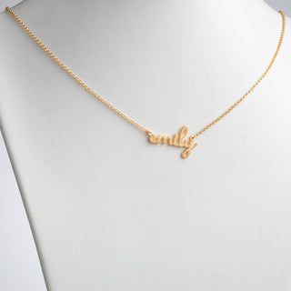 14K Gold over Sterling Lowercase Script Name with Outline Necklace