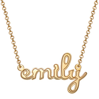 14K Gold over Sterling Lowercase Script Name with Outline Necklace