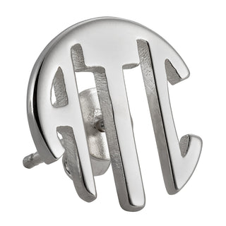 10K White Gold Circle Monogram Earrings