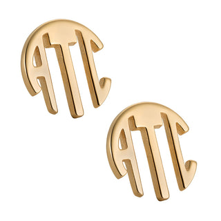 10K Yellow Gold Circle Monogram Earrings