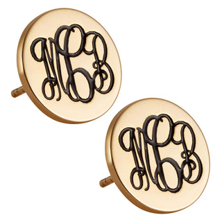 14K Gold over Sterling Monogram Disc Earrings