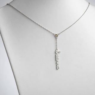 Sterling Silver Lowercase Name and Birthstone Y-Necklace