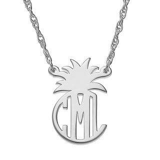Sterling Silver Circle Monogram with Pineapple Top Necklace