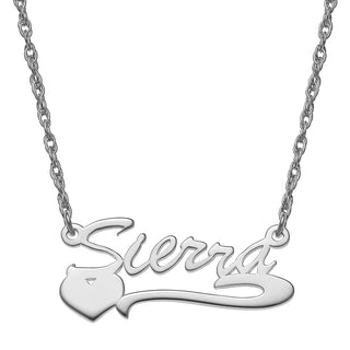 Sterling Silver Petite Script Name Necklace with Heart Tail