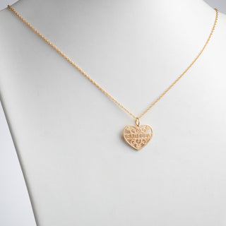 14K Gold over Sterling Filigree Heart with Name Necklace