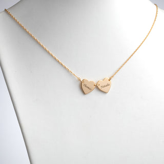 14K Gold over Sterling Engraved Name Heart Station Necklace - 2 Names