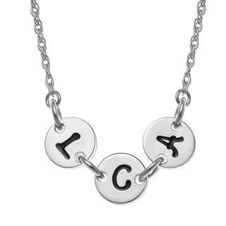 Sterling Silver Initial Discs Station Necklace - 3 Discs