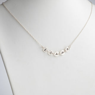 Sterling Silver Initial Discs Station Necklace - 5 Discs