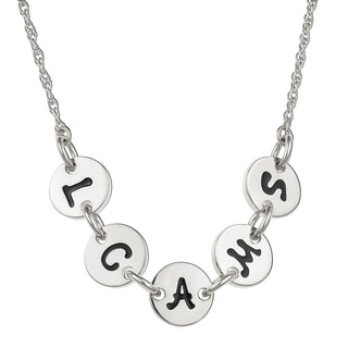 Sterling Silver Initial Discs Station Necklace - 5 Discs