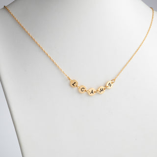 14K Gold over Sterling Initial Discs Station Necklace - 5 Discs