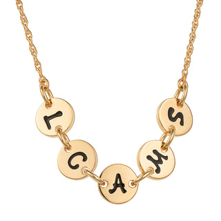 14K Gold over Sterling Initial Discs Station Necklace - 5 Discs