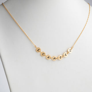 14K Gold over Sterling Initial Discs Station Necklace - 7 Discs