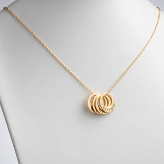 14K Gold over Sterling Engraved Name Open Disc Necklace - 4 Discs
