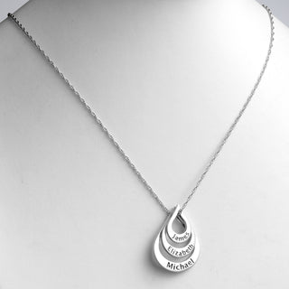 Sterling Silver Nesting Teardrop with Names Necklace - 3 Names