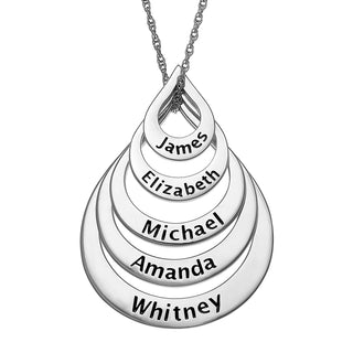 Sterling Silver Nesting Teardrop with Names Necklace - 5 Names