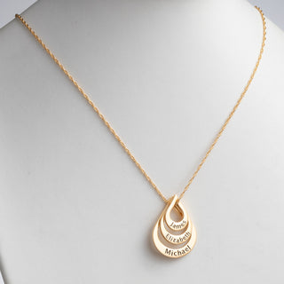 14K Gold over Sterling Nesting Teardrop with Names Necklace - 3 Names